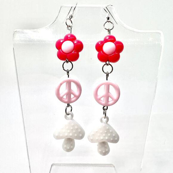 Mushroom Chain Earrings - Cottagecore Dangle Jewelry - Cute Aesthetic Style - Picture 16 of 16